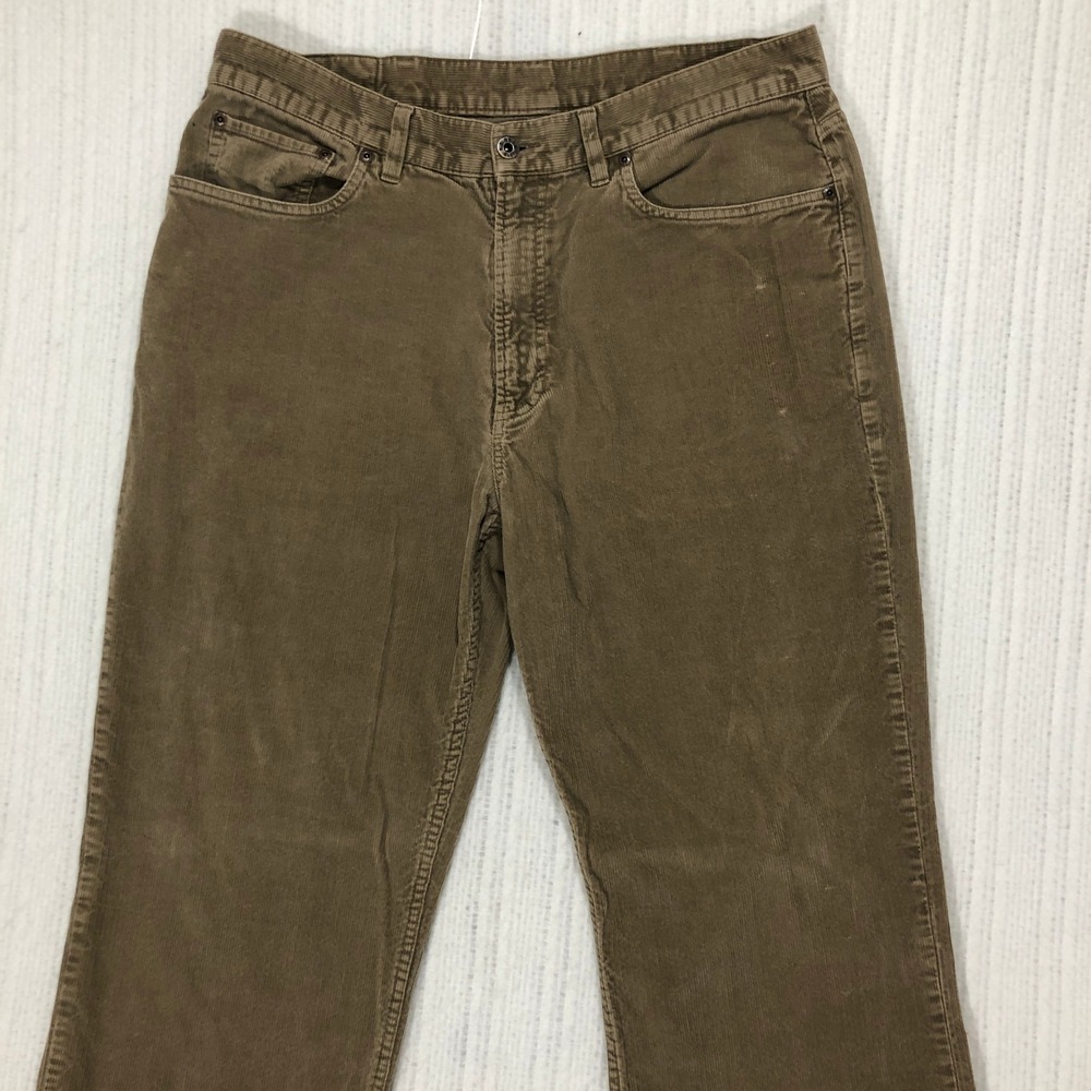 LL Bean Mens 36x30 Brown Corduroy Pants Straight Fit Casual Cotton